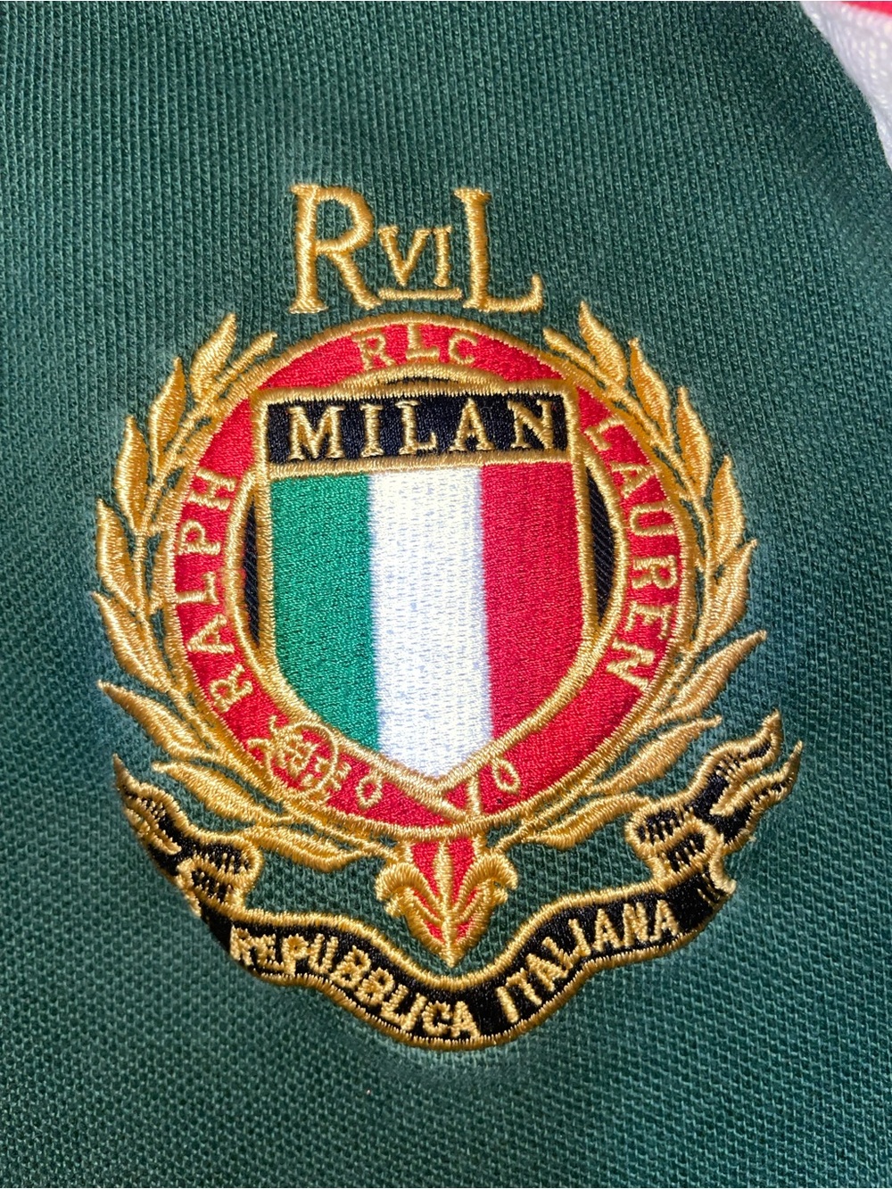 Ralph Lauren Green Polo with Gold Milan Embroidery - Picture 5 of 6